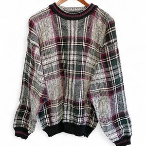 Vintage 90s 100% Cotton Multicolored
Plaid Sweater